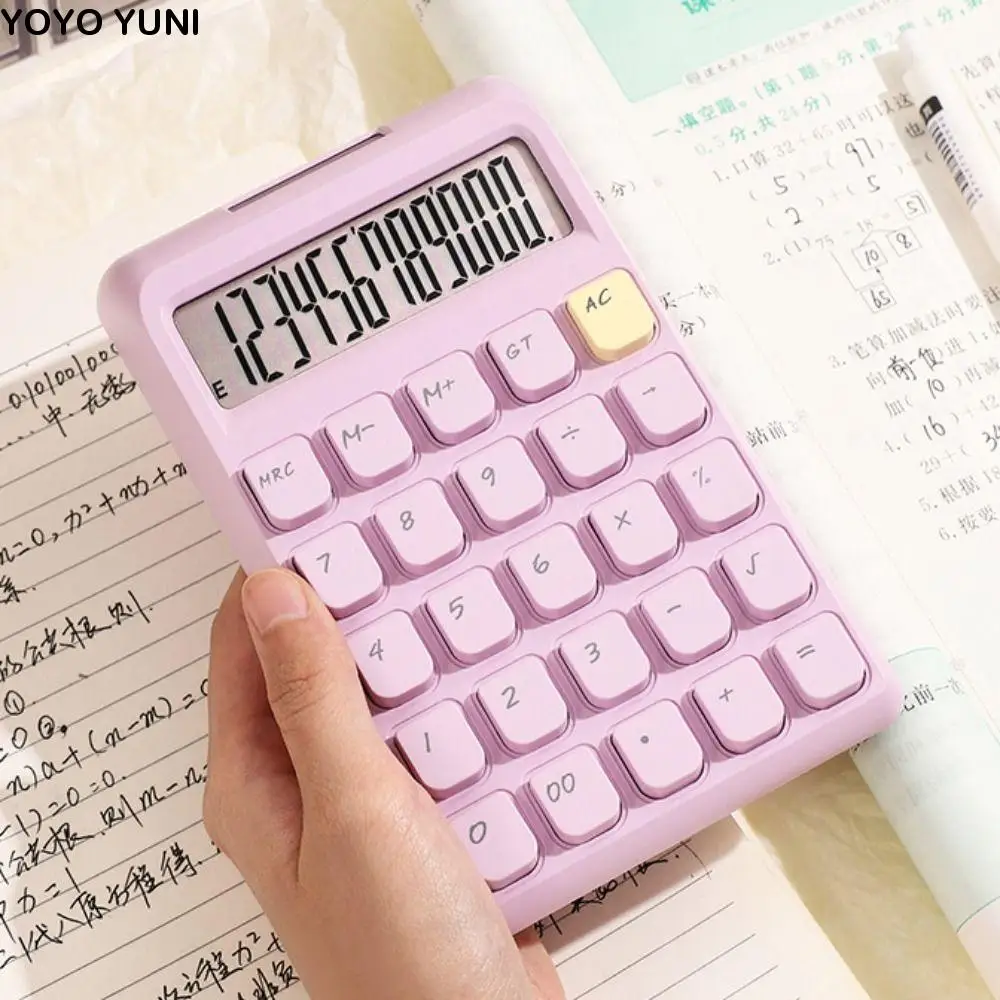 Teclado mecánico Calculadora de teclado mecánico Botón de alta sensibilidad de 12 dígitos Calculadora de azúcar de alto color Alto valor