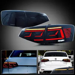 LED Tail Lights for VW Volkswagen Jetta 2015-2018 Rear Lamps Assembly with Start Up Animation Sequential Turn Signal