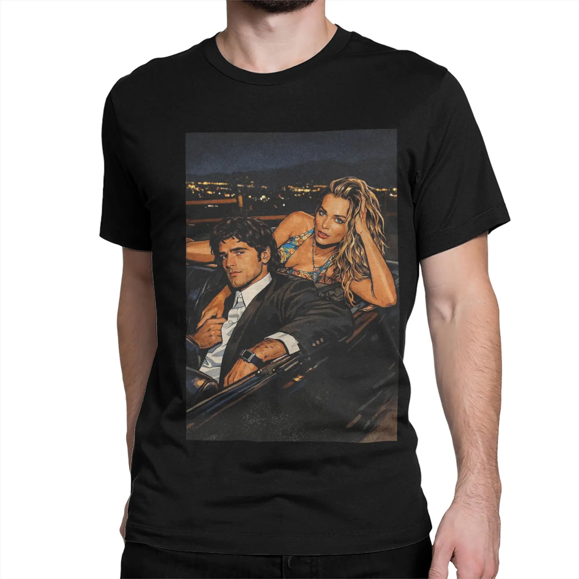Jacob Elordi and Margot Robbie from Wuthering Heights Men T Shirt  Casual Tees O Neck T-Shirts 100% Cotton Plus Size Clothing