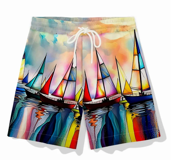 

2026 Summer Fashion New Men's Shorts Sailing 3D Quick Drying Leisure Outdoor Sports Trend Mesh Vacation Style Shorts