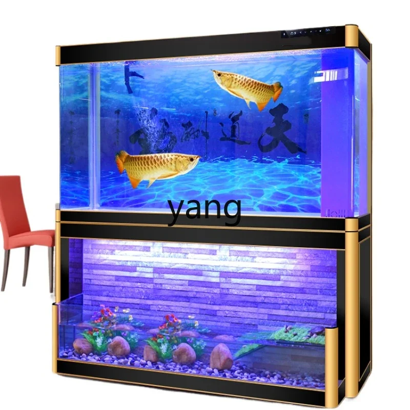 Yjq fish tank living room running water curtain wall turtle tank aquarium bottom filter glass medium and large customization