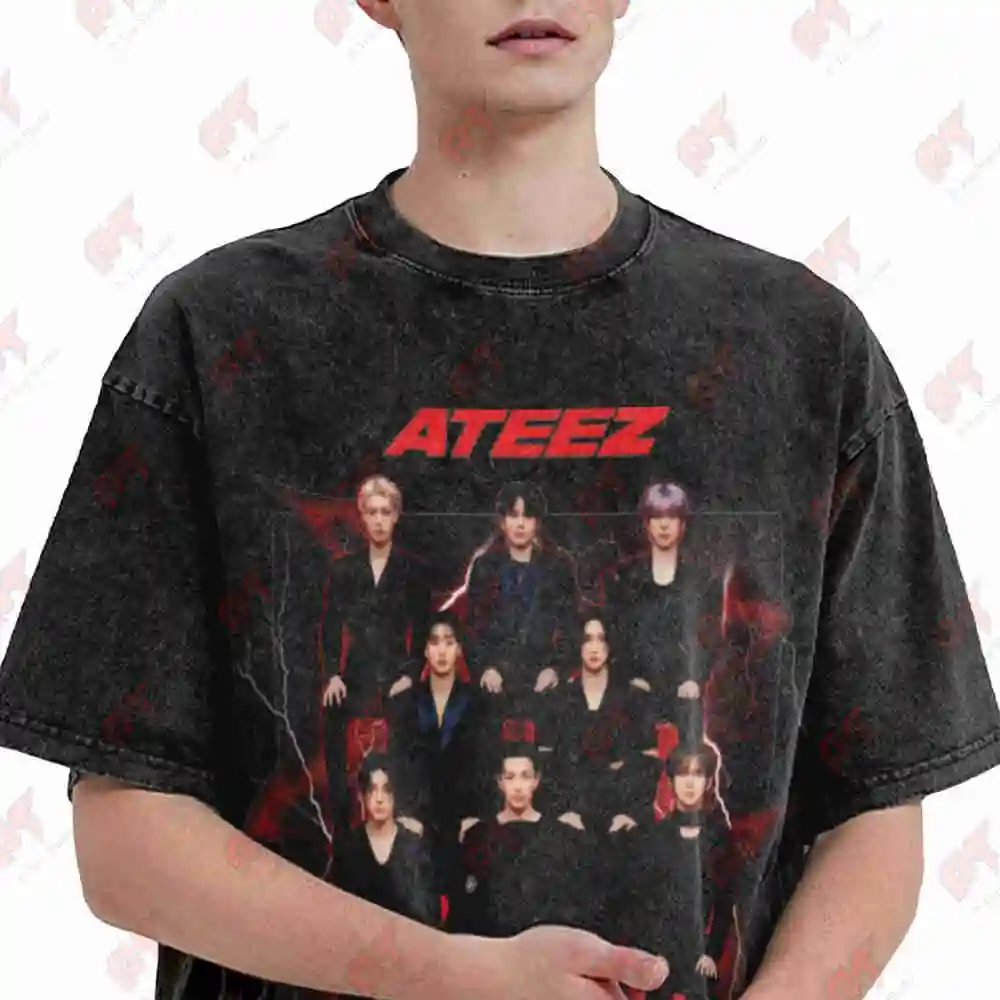 Ateez World Tour In Your Fantasy Vintage Washed Tee Pure Cotton T-Shirt