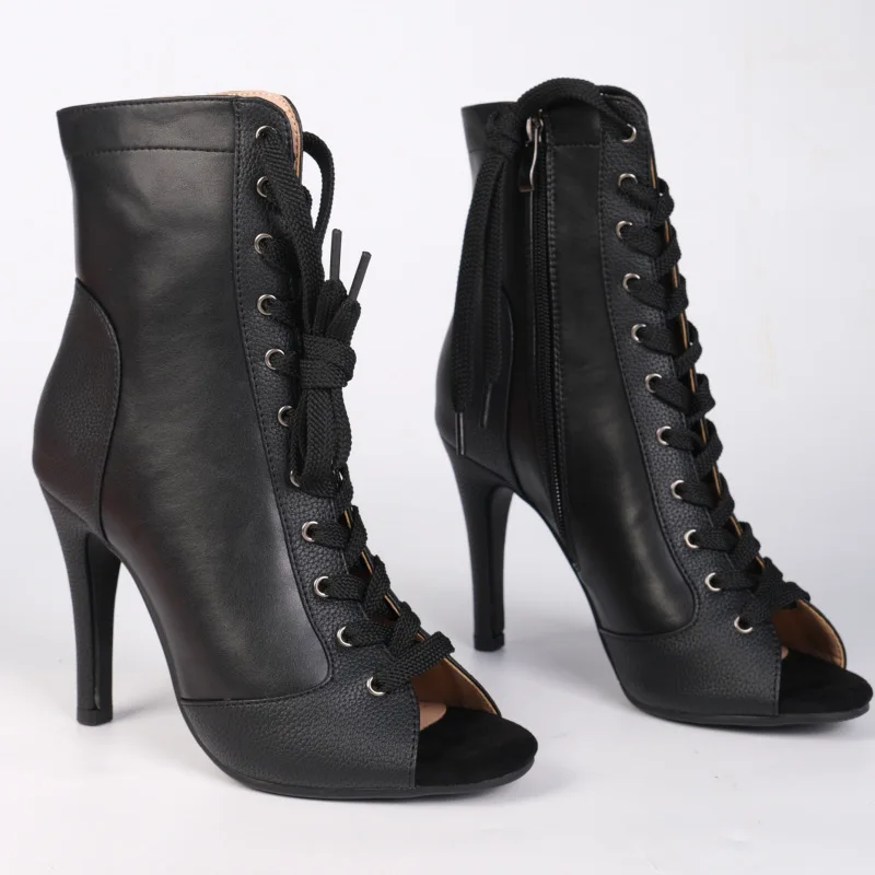 

Black Leather Dance Shoes Customized Heel Sole Jazz Dance Party Shoes Salsa Dance Heels