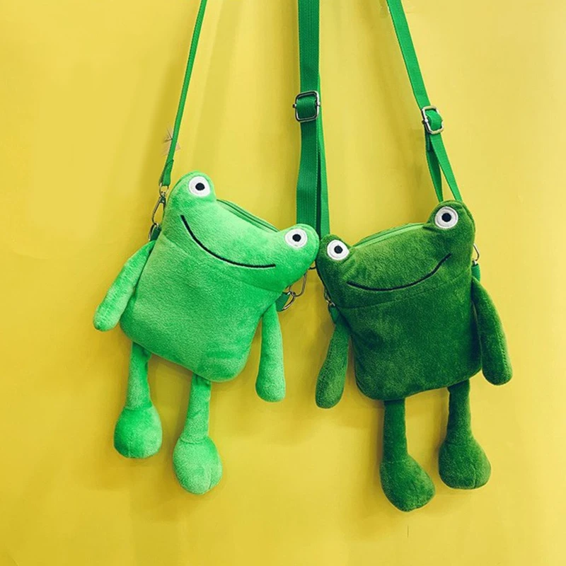 Creative Cartoon Shoulder Bag Cute Green Frog Crossbody Bag Women Messenger Bag Ins Girl Plush Bag Handbag