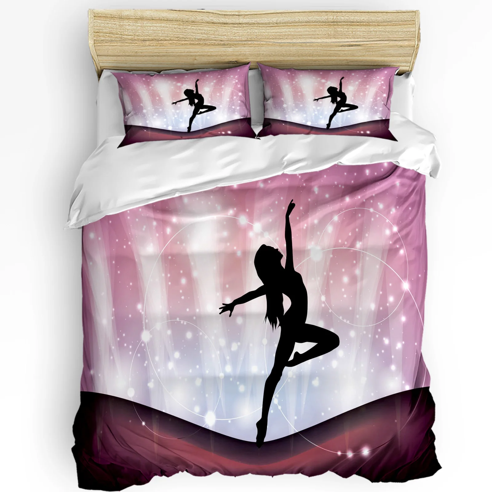 

Dance Woman Silhouette Starry Sky 3pcs Duvet Cover Set with Pillow Case Double Comforter Bedding Set Quilt Cover Couple Bed