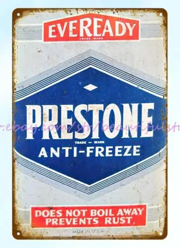 1930s PRESTONE ANTI-FREEZE metal tin sign indoor outdoor wall art for living roo