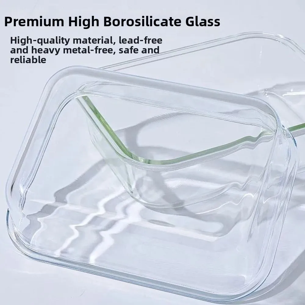 High Borosilicate Large Capacity Glass Crisper Box Stackable Durable Large Glass Box Leak-Proof Microwave Safe Lunch Box view 4