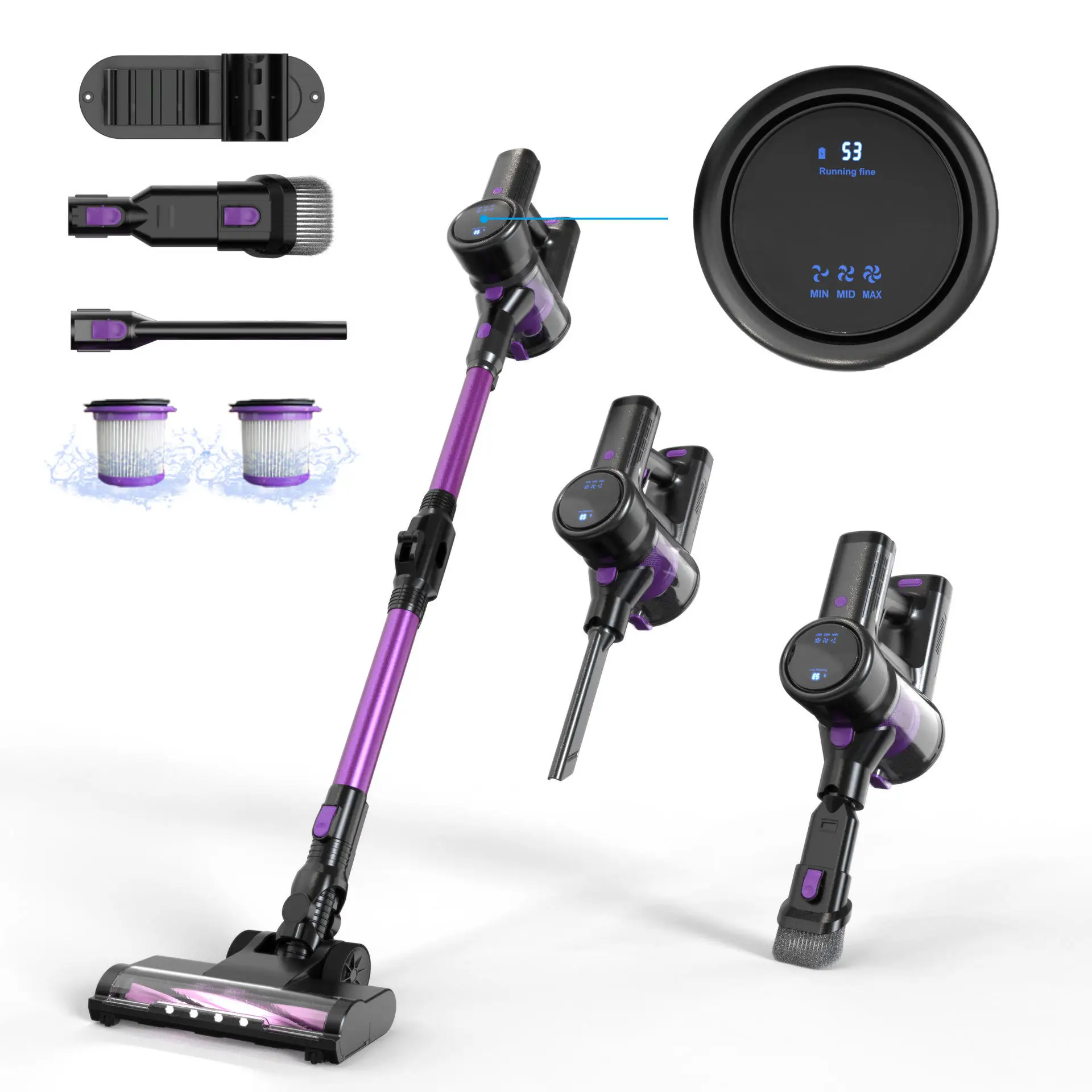 Powerful Portable Vertical Vacuum Cleaner Dry Cordless Wireless Vacuum With Multiple Broom Heads