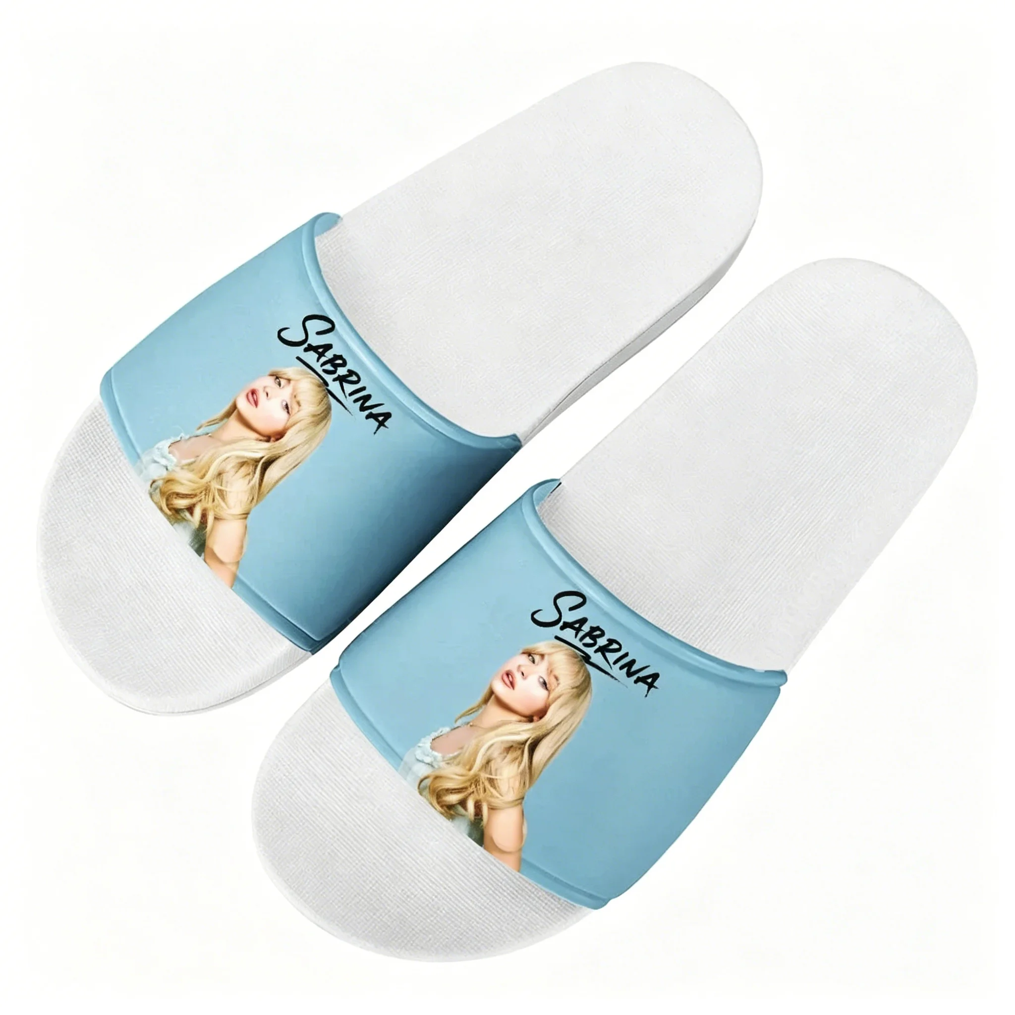 Sabrina Carpenter Slippers Man Woman Boy Girl Tailor Made Slides Sandals Pop Singer Photo Customized Bath Shoes Water Shoe White
