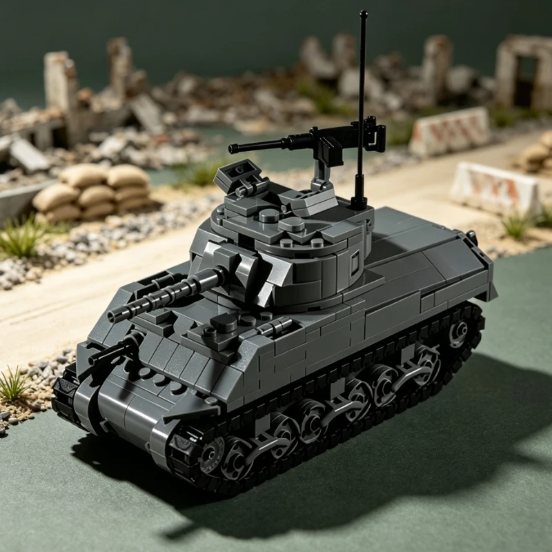 QWERT M4 Allied Medium Tank Model MOC Building Bricks War Equipment Modular Technology Gifts Holiday Assemble Children Toys Suit