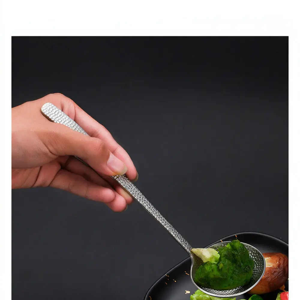High Quality 304 Steel Hammered Soup Ladle Colander Durable Kitchen Cooking Serving Tool For Home And Restaurant Dining