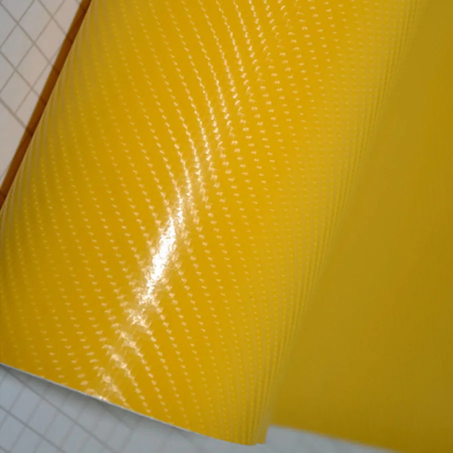 The newest bright 4D yellow Carbon Fiber Vinyl film Colored Glossy Carbon Fiber Vinyl Film Auto Wrapping Vinyl Wrap Foil