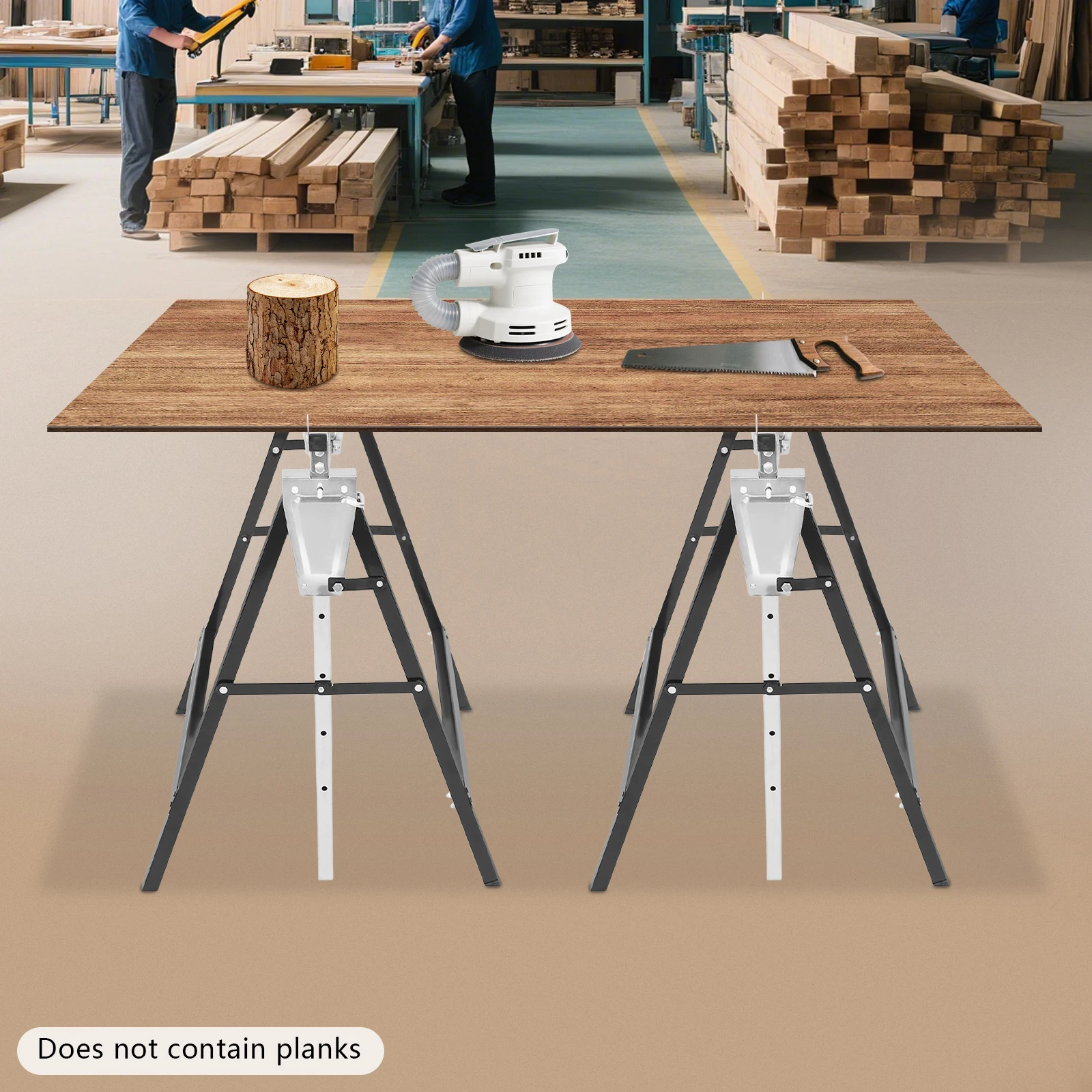 2 قطعة منشار بارتفاع قابل للتعديل | عربة معدنية قابلة للطي لأعمال النجارة | ارتفاع 79-130 سم، تحميل 100 كجم #6