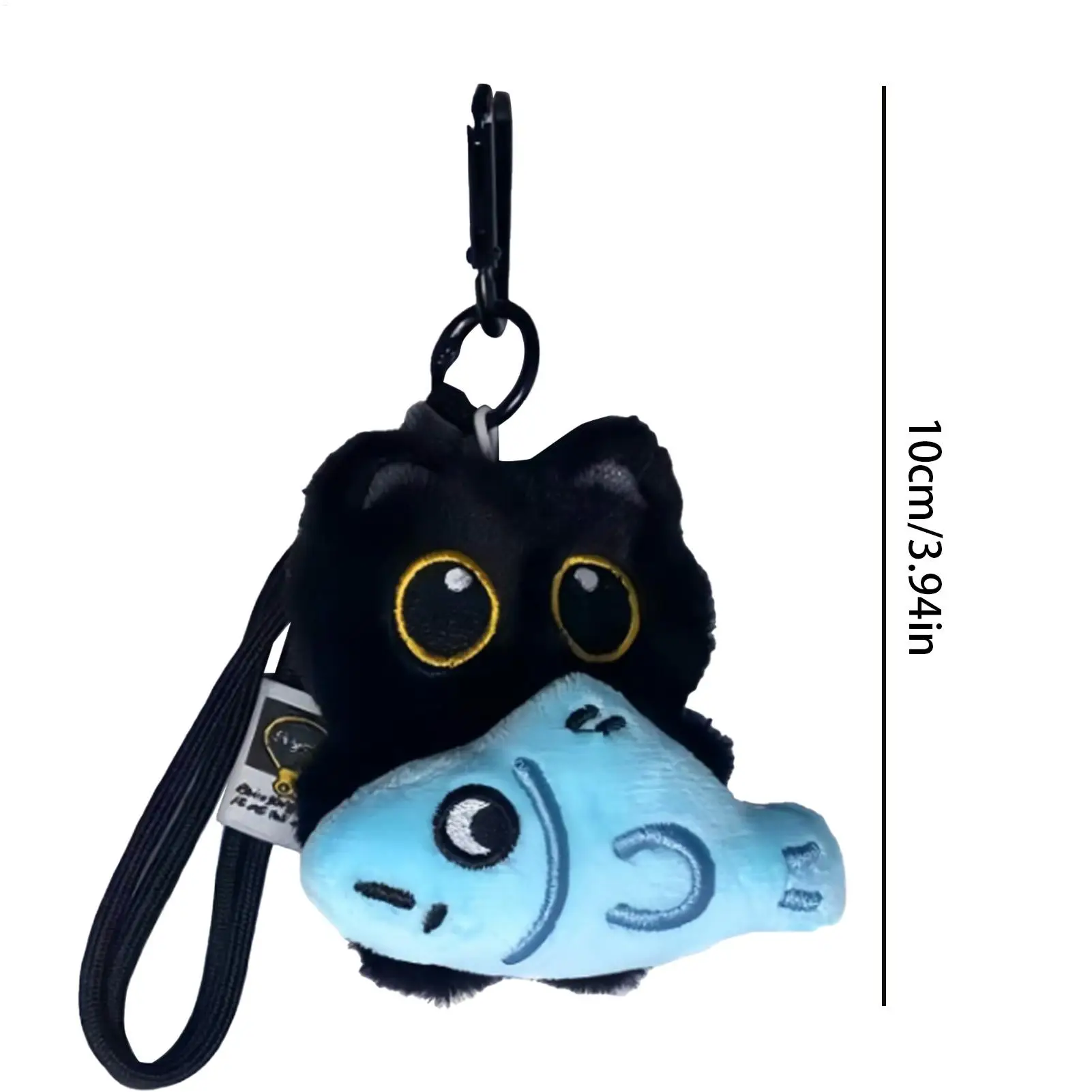 Lindo llavero de gato 3D de dibujos animados encanto colgante ornamento sosteniendo peces lindos llaveros de felpa para adolescentes mujeres niños bolsos mochilas