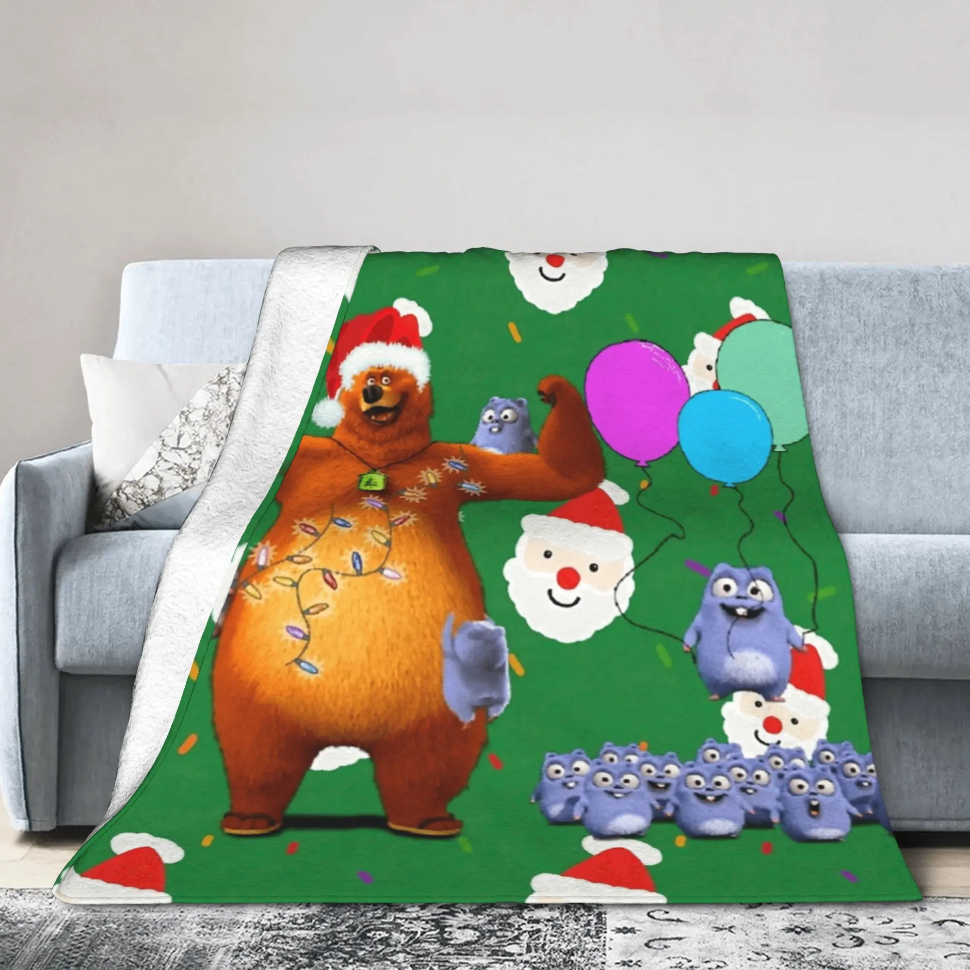 

Super Warm Airplane Travel Grizzys and The Lemmings Throw Blanket Flannel Bedspread For Couch Chair Fluffy Sofa Bed Cover