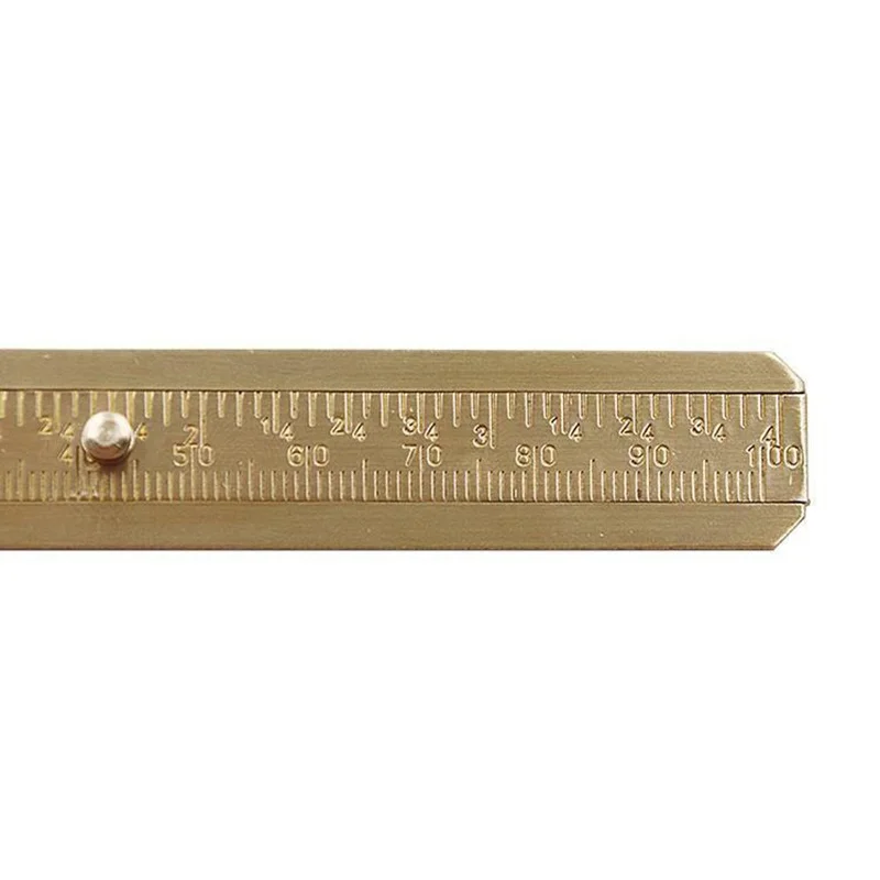 Retro Vernier Caliper Copper Alloy Mini Brass Sliding Pocket Caliper Metal Double Scale Mini Brass Ruler for Measuring 100mm