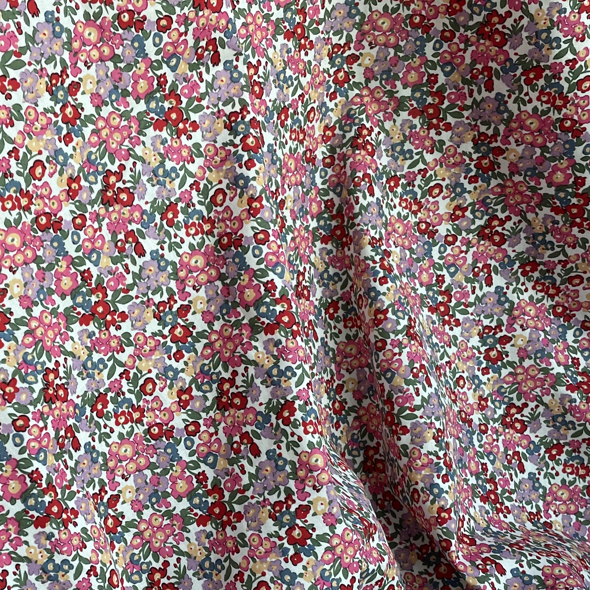 Betsy Sweet Floral Plants 100% Cotton Poplin Fabric 40S Like Liberty Digital Printed For Sewing Cloth Dress Skirt Kids Designer