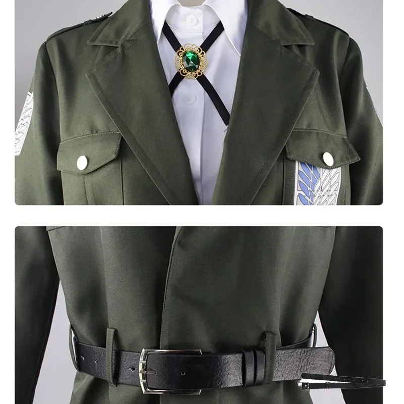 Anime Scout Regiment Army Green Cosplay Costumes, AOT Survey Corps, Levi Eren Jager Uniform, Recon Corps