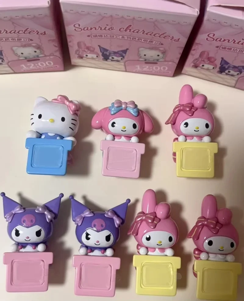 HelloKitty Kuromi ميلودي الحبيب سلسلة صندوق أعمى أنيمي الشكل جمع Hipper القوس سطح المكتب الهاتف ديكور الحلي فتاة هدية