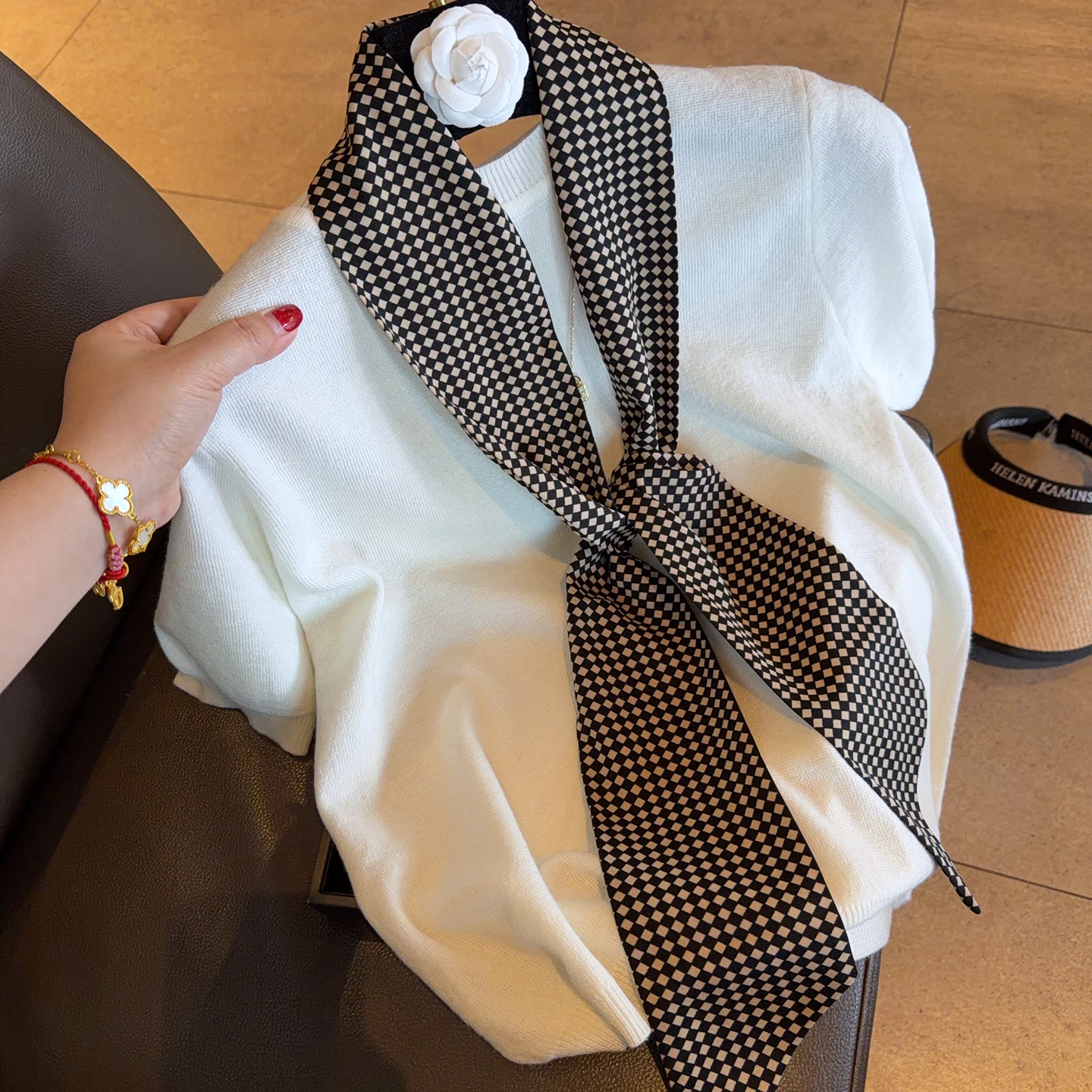 lenco-de-seda-longo-dupla-face-feminino-estilo-coreano-com-padrao-xadrez-acessorio-decorativo-para-camisa-e-gravata-moderno-e-elegante