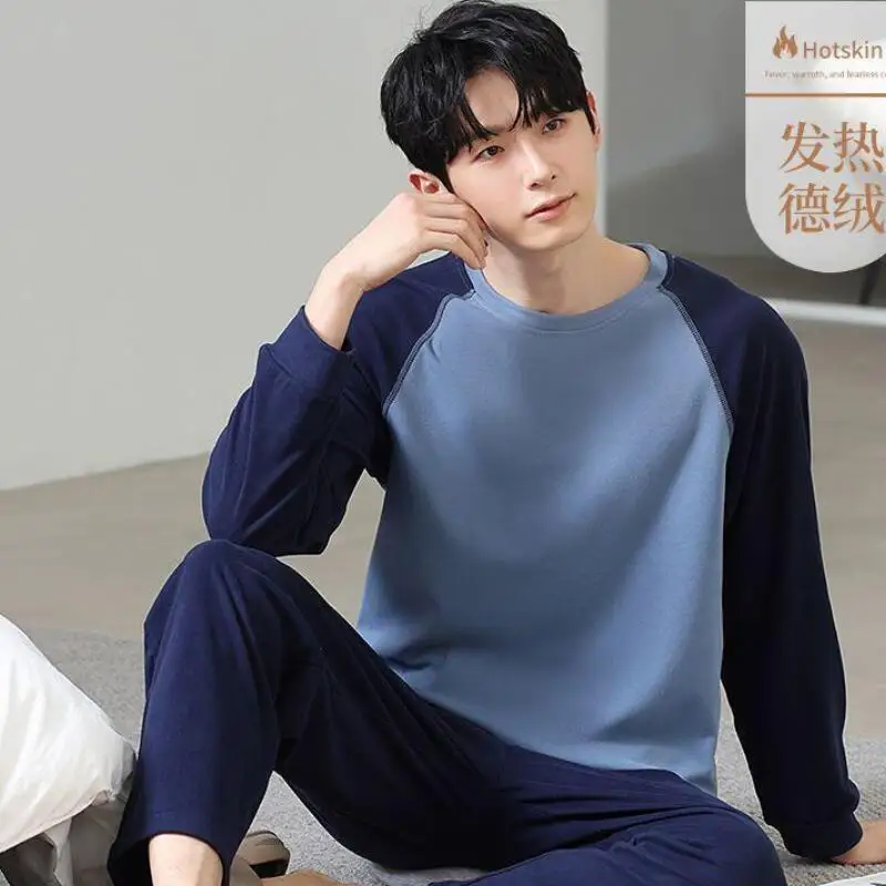 

Мужской домашний костюм: пижамный комплект, спортивная одежда для мужчин, осенне-зимняя одежда, футболка, 2 предмета, Y2K, пуловер, спортивный комплект оптом