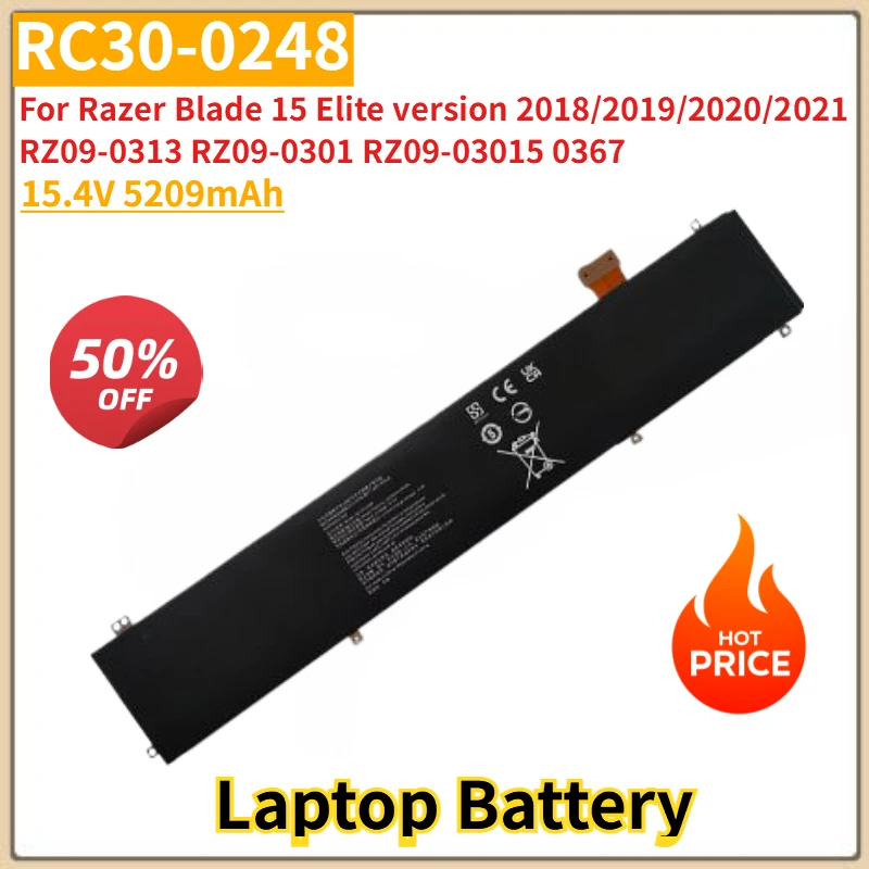 

RC30-0248 Laptop Battery 5209mAh for Razer Blade 15 Elite Version 2021 2020 2019 2018 RZ09-0313/0301/03015/0367 New High Quality