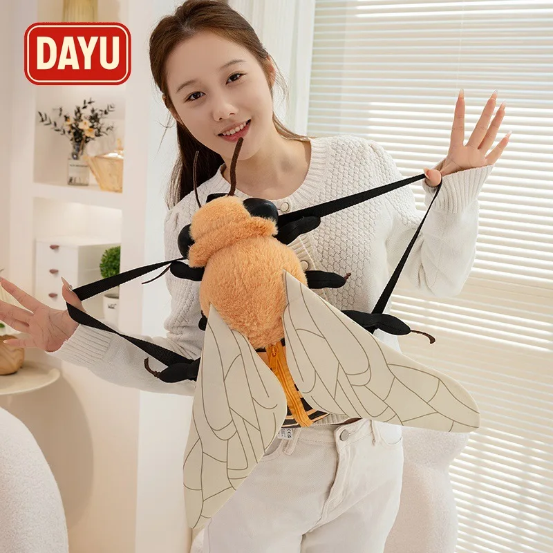 Zaino per insetti in peluche per bambini Borsa da scuola per animali con coccinella e ape carina, regalo divertente in stile insetti per bambini