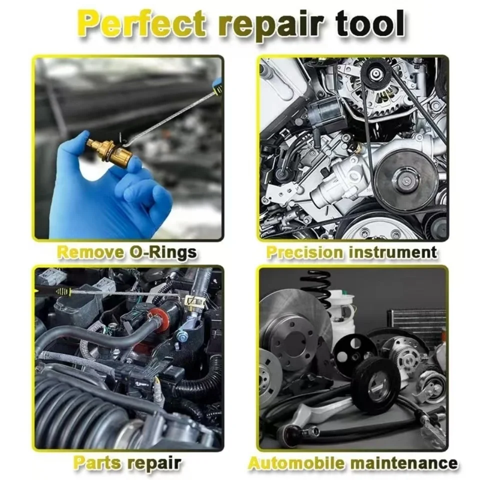 4pcs Pick and Hook Set Car Auto Oil Seal/O-Ring Seal Gasket Pick Hook Puller Remover Tire Stone Cleaning Auto Maintenance Tools