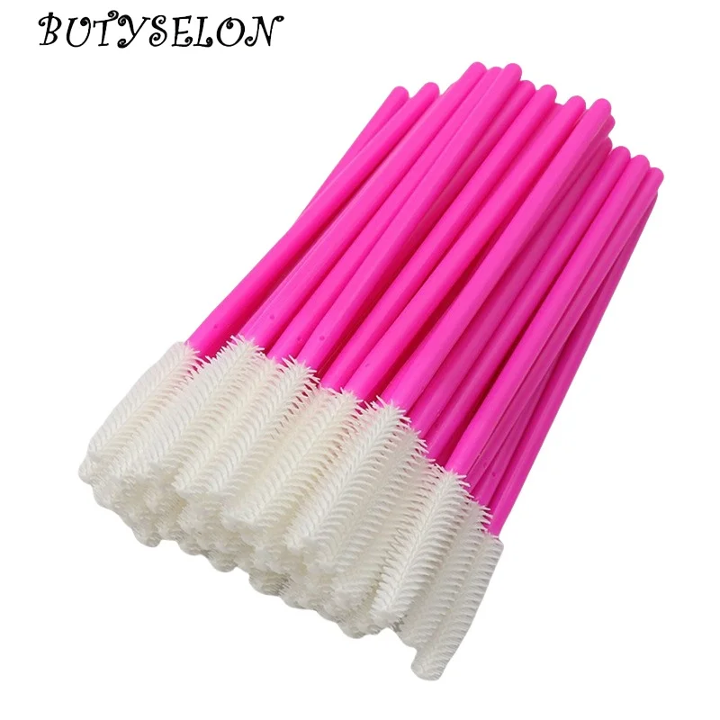 Descartável Silicone Pestanas Escova, Mascara Wands, Extensão Cílios, Microbrush, Sobrancelha Aplicador, Maquiagem Escova, Beauty Tool, 50Pcs