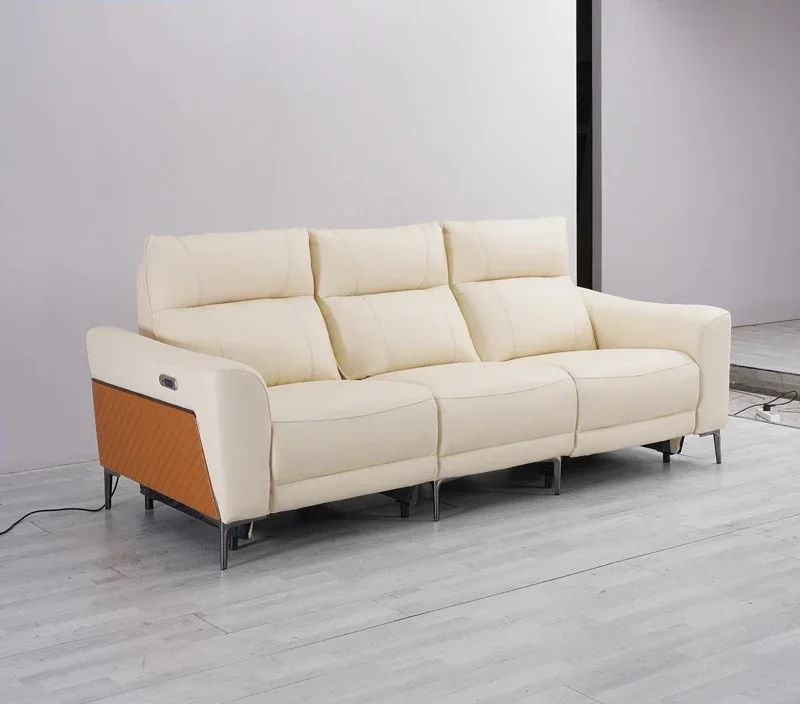 

Кремовый кожаный диван TTDesigner в стиле ваби-саби для небольшой квартиры, минималистичный дизайн.