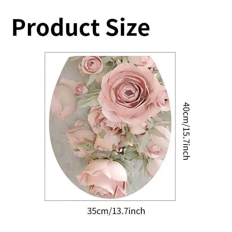 【HG】Rose Toilet Lid PVC Sticker Waterproof Self Adhesive Custom Design For Bath Decor