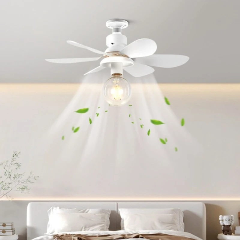 Adjustment Speed Fan Light E27 Thread Ceiling Fan AC86-265V Cooling Fan Remote Control Chandelier Fan Lamp No Light Bulb