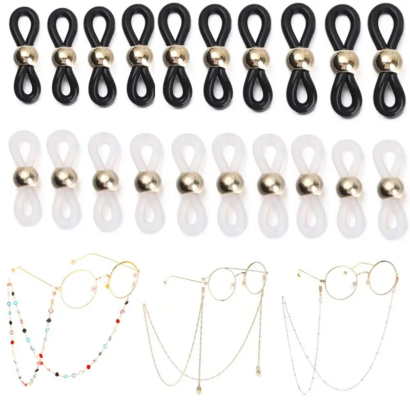 

50PCS Rubber Anti-Slip Eyeglass Chain Ends Retainer Adjustable Rubber Eyeglass Strap Spectacle End Connectors Glasses Ring