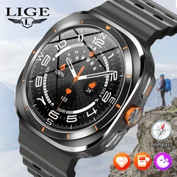 LIGE New AMOLED Display Smart Watch Men 2024 NFC Compass Bluetooth Call Outdoor Sport Watch Digital Smartwatch For Xiaomi Huawei