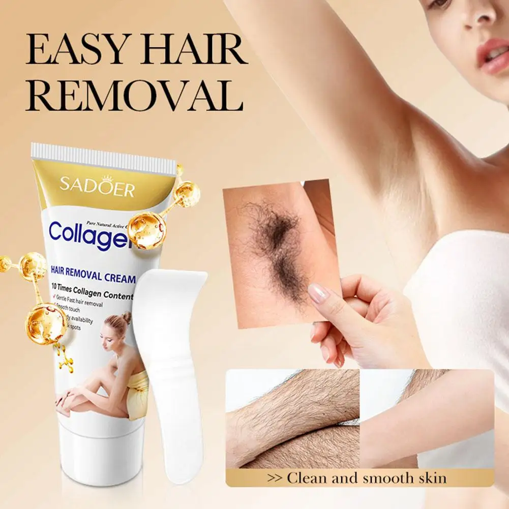 60G SADOER Collagen Ossein Hair Removal Cream Non Irritating Privates Armpit Arm Quick Whole Body Hair Removal Leg Axillary O3C0