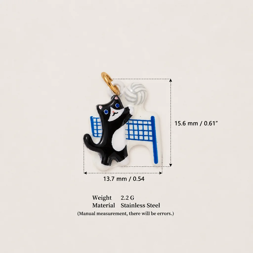 Niedliche Neue Beliebte Tier-Serie Katze Ski Volleyball DIY Anhänger Charms Schmuckherstellung – Detail 4