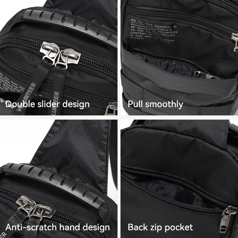 Volunteer Chest Sling Bag for Men Casual Oxford Waterproof Zipper Phone Breathable Outdoor Mens Crossbody Shoulder Bags 1829-02