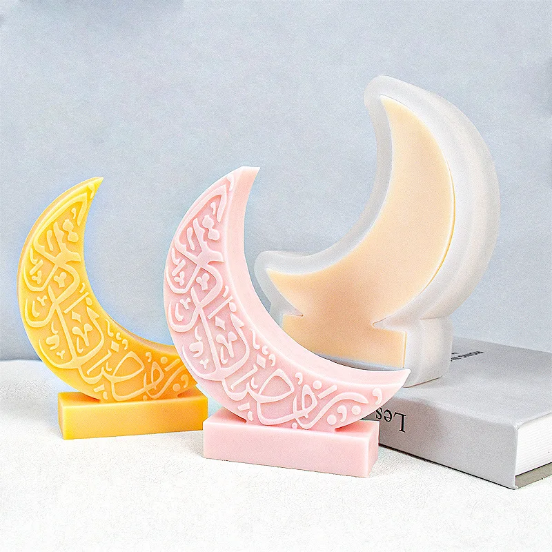 Eid Mubarak Ramadan Decor Star Moon Candle Silicone Mold Mandala Crescent Moon Candle Gypsum Star Molds Ramadan Decor Gifts