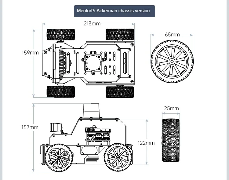 سيارة روبوت 4WD مع كاميرا Lidar أحادية/عمق RC لسيارة Raspberry Pi 5 ROS Robot Kit تدعم SLAM وخزان القيادة المستقل