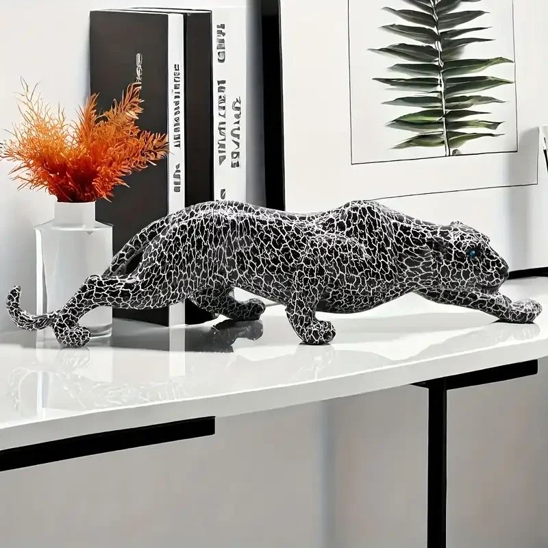 Resin Cheetah Modern Creative Leopard Decorative Sculpture Panther Statue Home Bar Living Room Study Room Decor Gift view 3