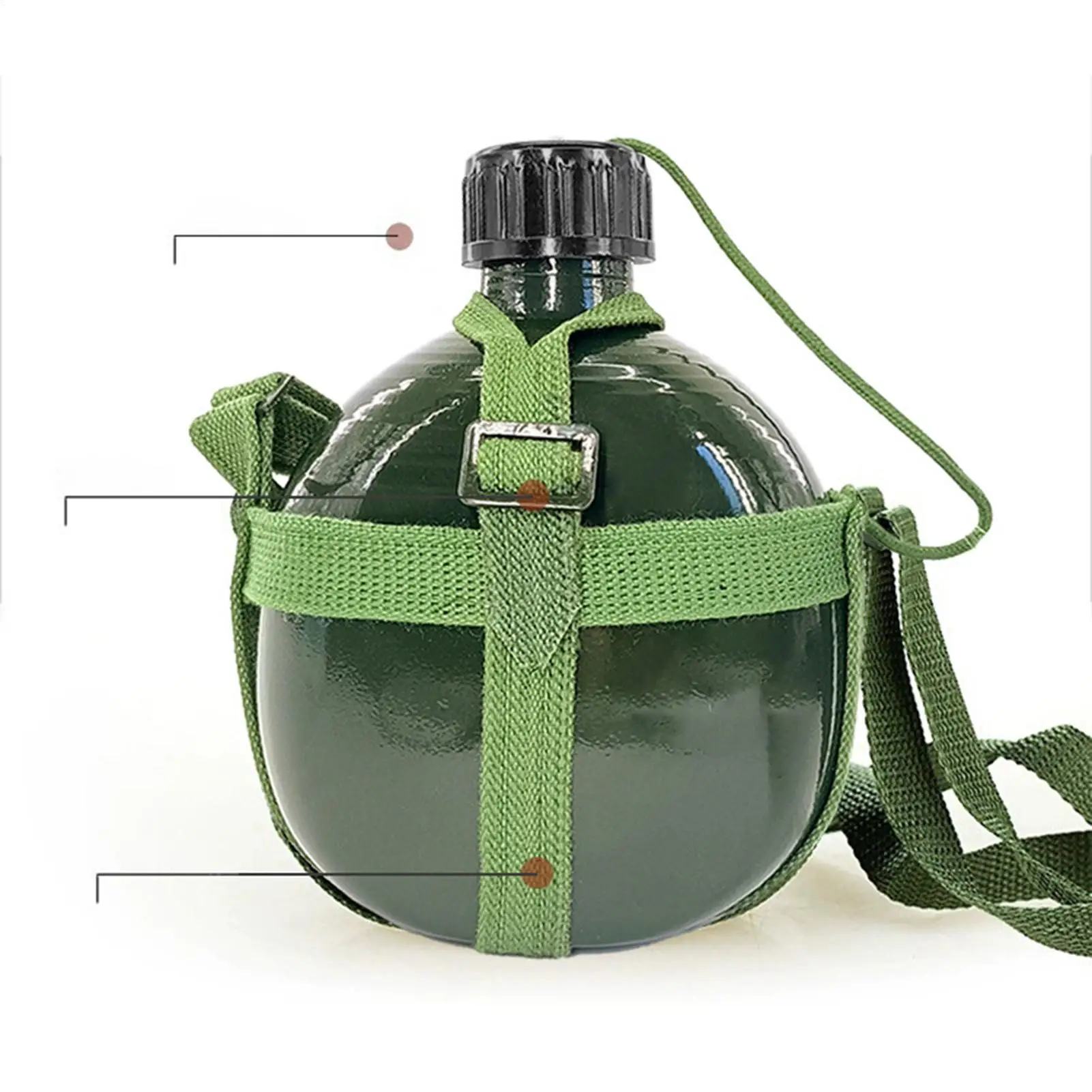 Outdoor Military Canteen Bottle Vintage Water Bottle Strap Armys Green Camping Retro For Outdoor Camping Travel Hiking Fish