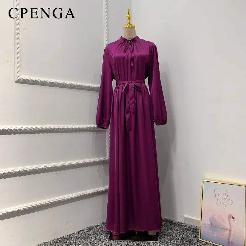 Vestido de satén Hijab para mujer, ropa musulmana de Ramadán, Abaya, Dubai, Turco árabe, maxivestido africano, túnicas islámicas