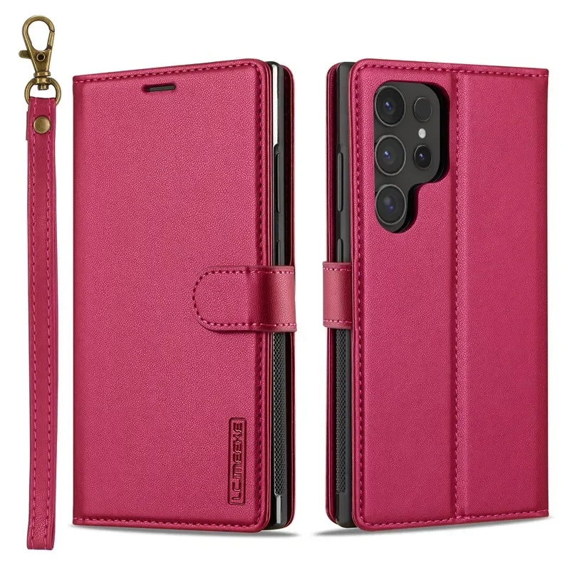 Leather Case voor Samsung Galaxy S26 S25 Rand S24 Ultra S23 S22 Plus S21 FE A17 A16 A36 A56 A15 A35 A55 Magnetische Flip Portemonnee