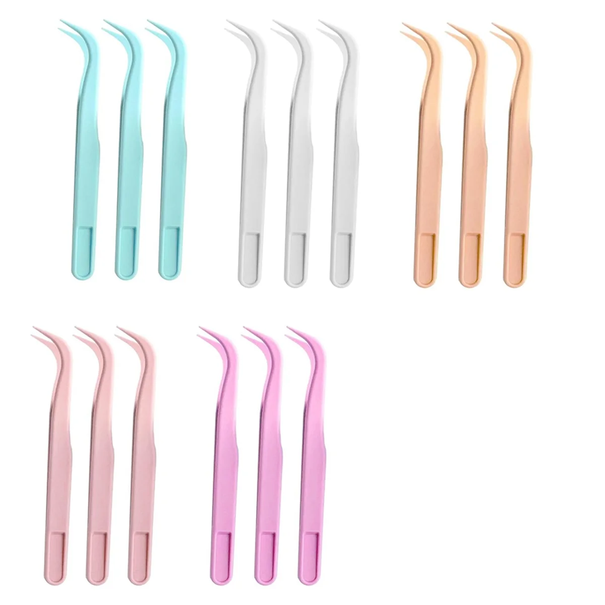 15 PCS Plastic Tweezers for Kids, Craft Tweezers, Suitable for DIY Production of Jewelry Beads, Animal Feeding, 5 Colors