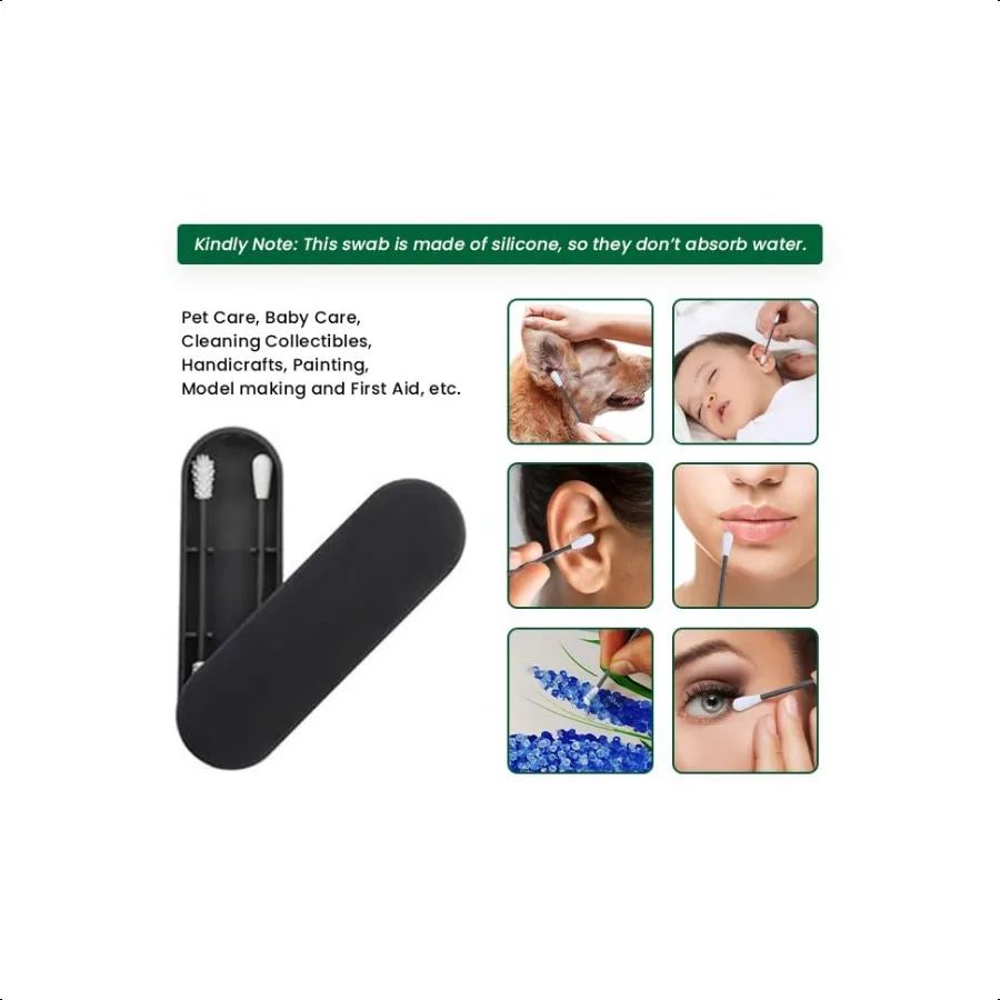 2pcs Reusable Cotton Swab Ear Cleaning Cosmetic Silicone Buds Swabs Sticks Doubleheaded Recycling For Cleaning Makeup