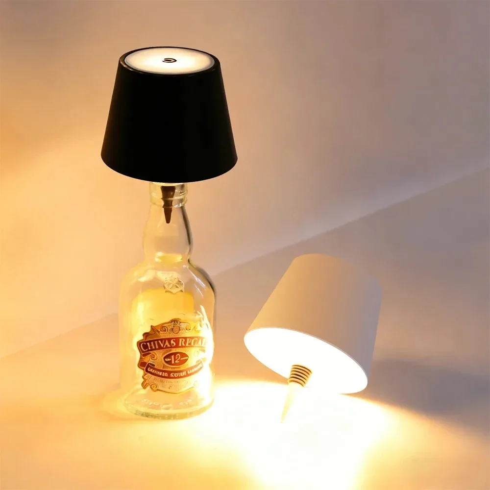 Touch Control Wine Bottle Lamp 3 Color Dimming Desk Table Night Ambient Light Decor Romantic Dinner Table Lighting Decor