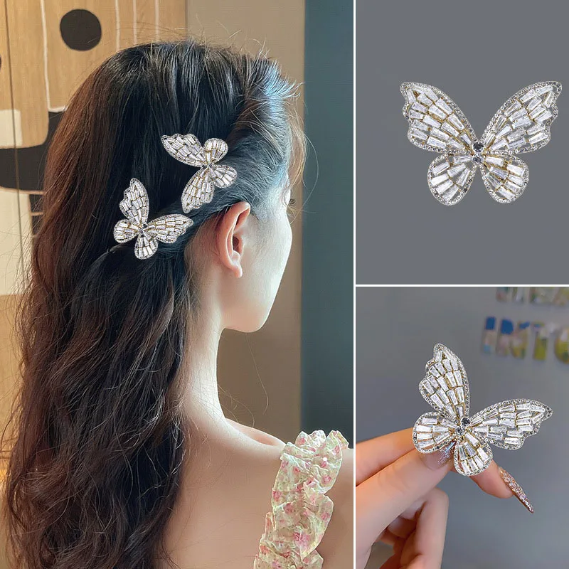 2022New Product Fairy Air Women's Hairpin Rhinestone Bow Temperament Side Clip Bangs Clip Fashion All-match Hair Accessories