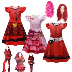 Disfraz de reina de corazones para niñas, vestido de princesa Rosa Bridget, ropa roja de la subida de los descendientes 4, nueva película