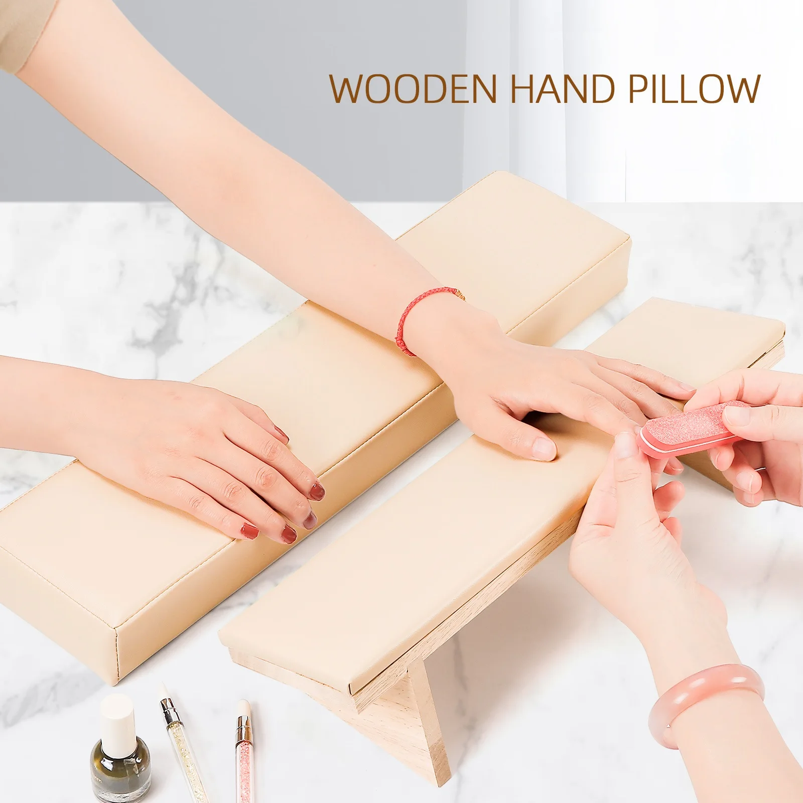 

Solid Wood Beveled Nail Art Hand Pillow Manicure Table Hand Cushion Pillow Holder Arm Rests Nail Art Stand