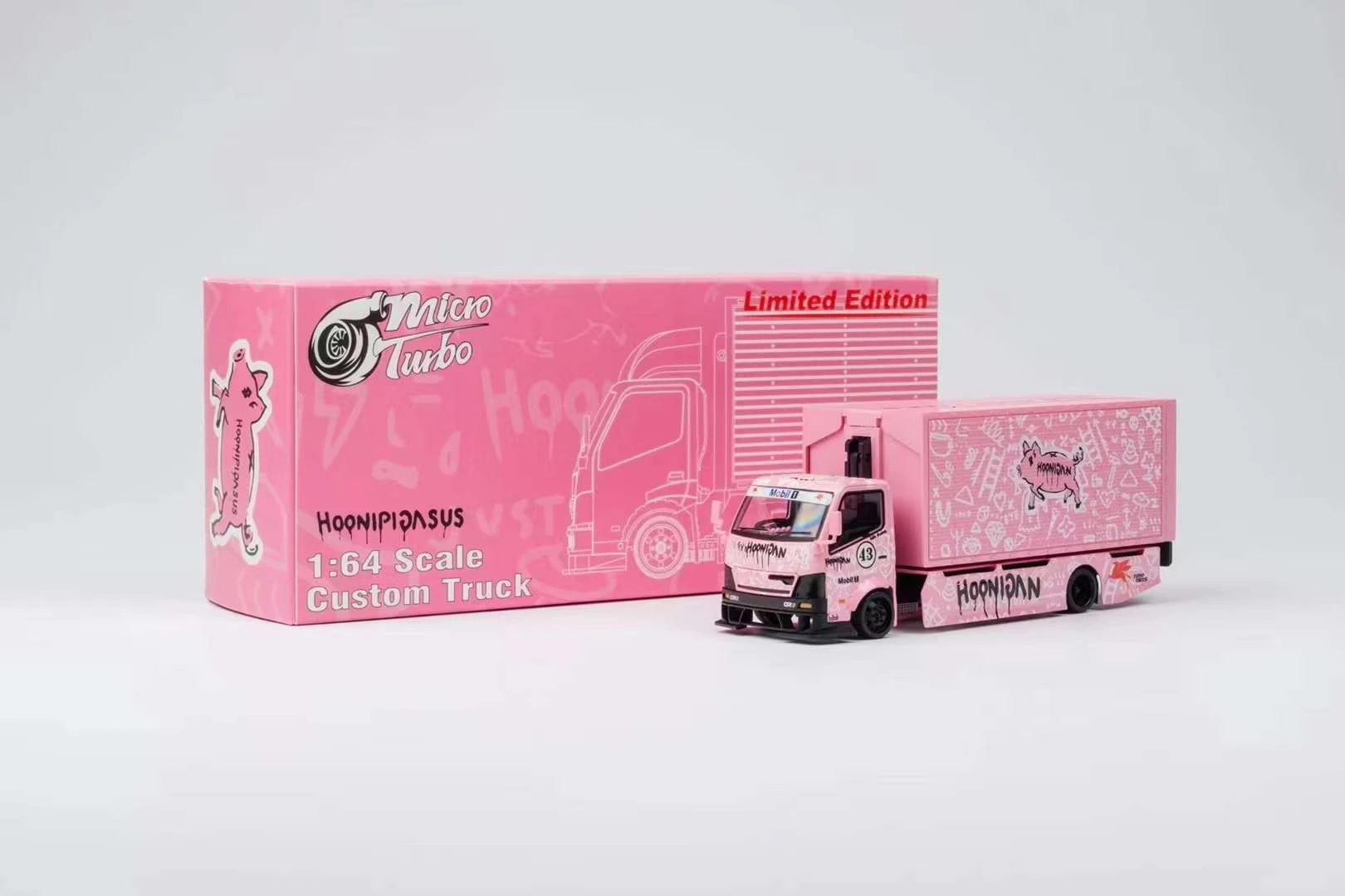 Micro Turbo 1:64 Ken Block 43 Gull wing truck container trailer Pink Diecast Model Car